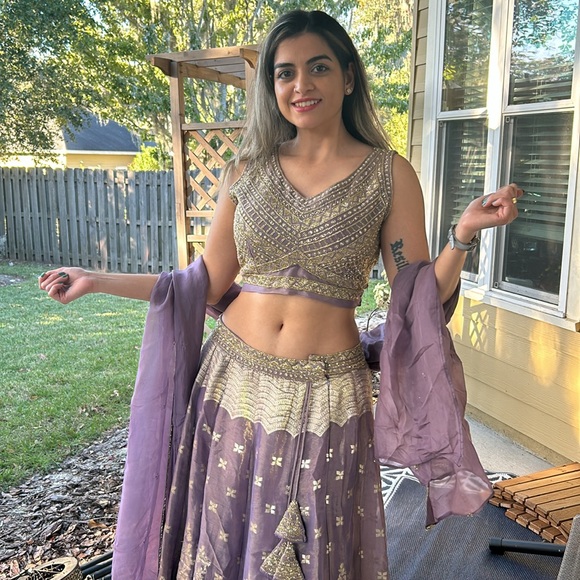 Purple brocade lehenga - Picture 8 of 17